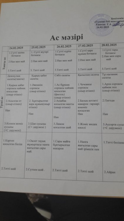 10 күндік ас мәзірі